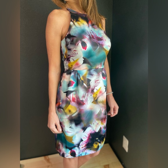 MONIQUE LHUILLIER DRESS FLORAL SZ 2 - Picture 5 of 13